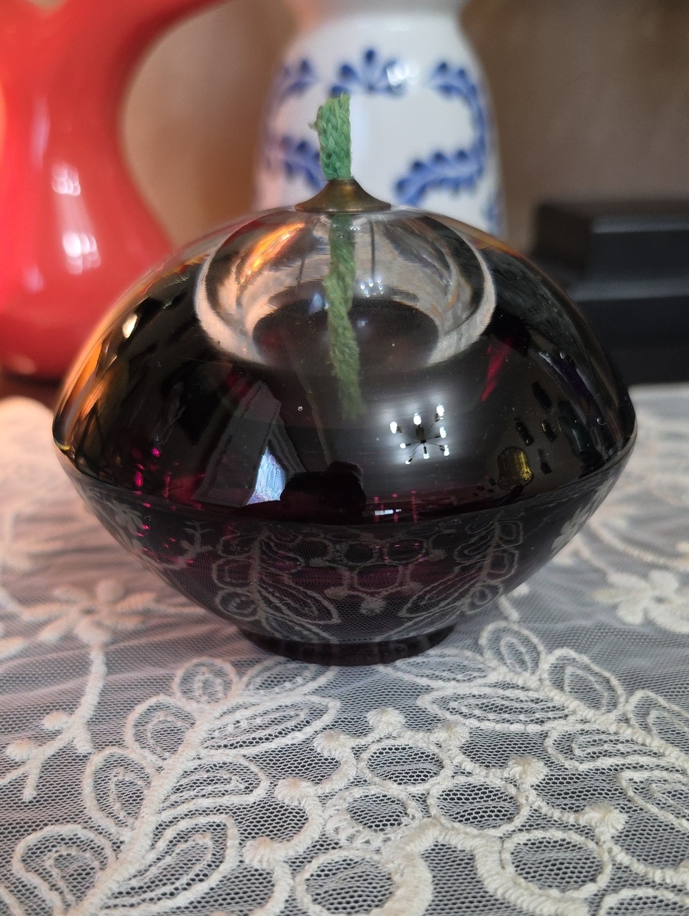Heron Glass International Round Oil Lamp / Tealight Holder Votive Heavy